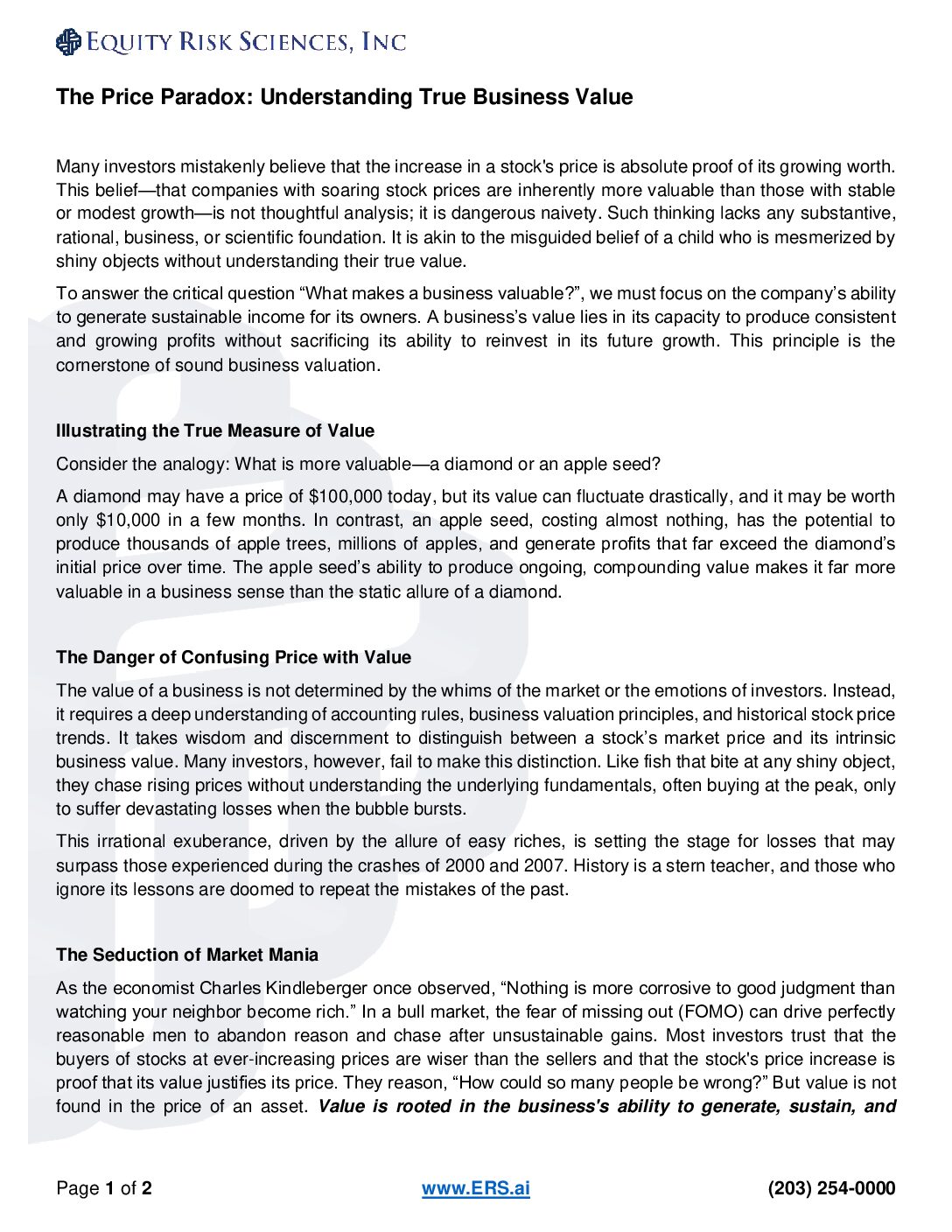 ERS – The Price Paradox – Sep 19 2024